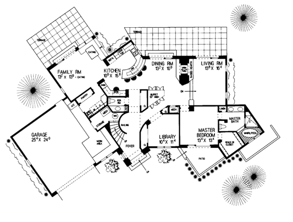 Architectural House Design - Mediterranean Floor Plan - Main Floor Plan #72-924