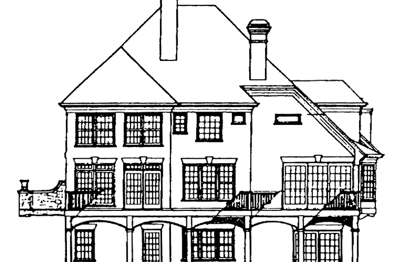 Home Plan - Exterior - Rear Elevation for European House Plan #429-53 - 4 bed, 4 bath