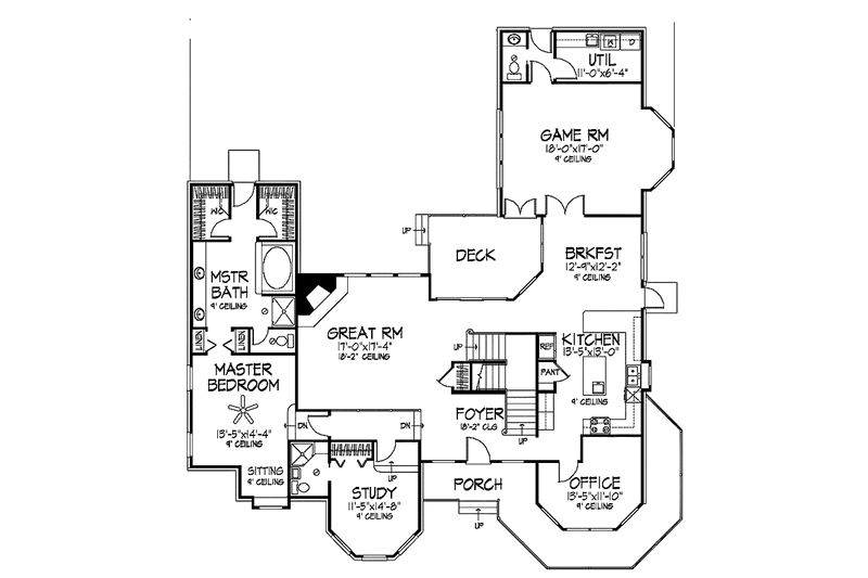 Home Plan - Floor Plan - Main Floor for Country House Plan #320-915 - 4 bed, 4.5 bath