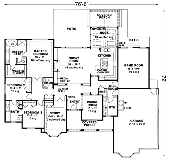 Architectural House Design - Country Floor Plan - Main Floor Plan #966-16