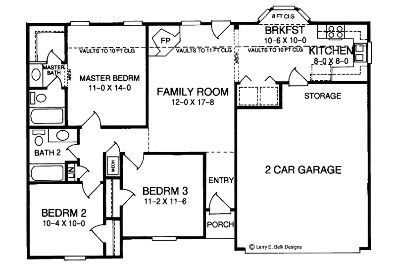 Architectural House Design - Floor Plan - Main Floor for Ranch House Plan #952-191 - 3 bed, 2 bath