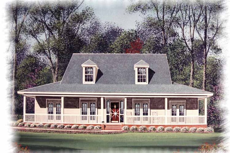 House Blueprint - Exterior - Front Elevation 3 for Country House Plan #15-330 - 4 bed, 3 bath