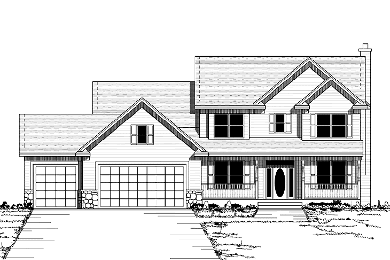 Home Plan - Exterior - Front Elevation 3 for European House Plan #51-632 - 4 bed, 3.5 bath