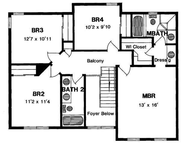 House Plan Design - Colonial Floor Plan - Upper Floor Plan #316-162