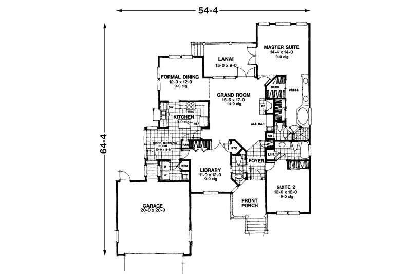 Home Plan - Floor Plan - Main Floor for Country House Plan #1007-47 - 2 bed, 2.5 bath