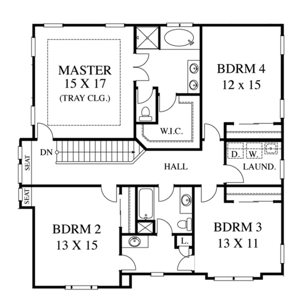 House Design - Colonial Floor Plan - Upper Floor Plan #1053-51