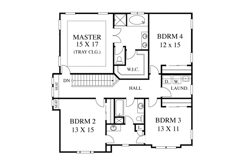 Home Plan - Floor Plan - Upper Floor 1 for Colonial House Plan #1053-51 - 4 bed, 2.5 bath