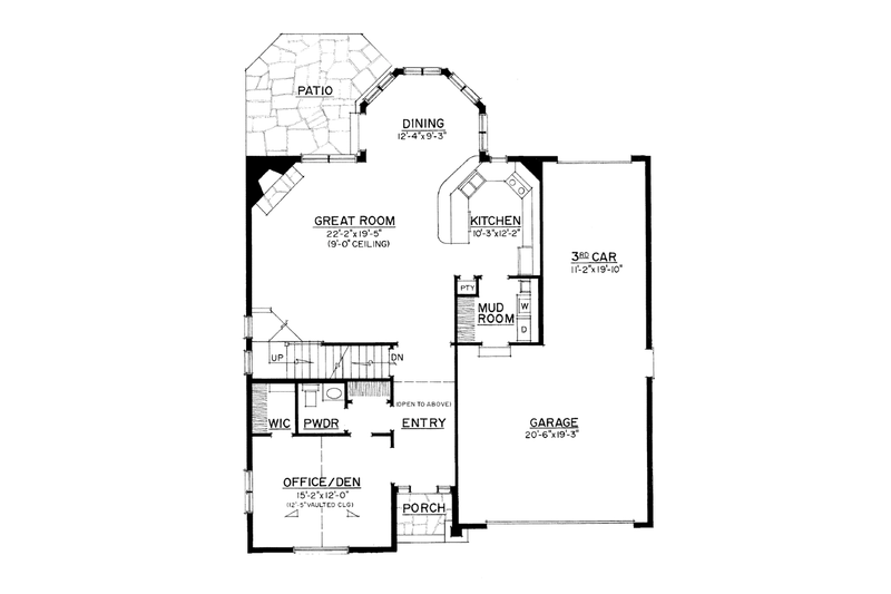 House Blueprint - Floor Plan - Main Floor for Colonial House Plan #1016-105 - 3 bed, 2.5 bath