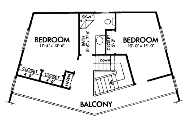 House Plan Design - Contemporary Floor Plan - Upper Floor Plan #320-1024