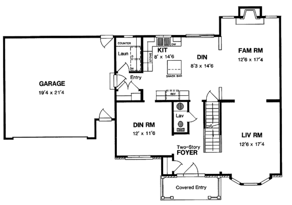 Home Plan - Colonial Floor Plan - Main Floor Plan #316-131