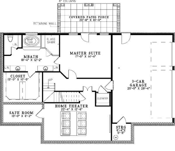 House Design - Country Floor Plan - Lower Floor Plan #17-3273