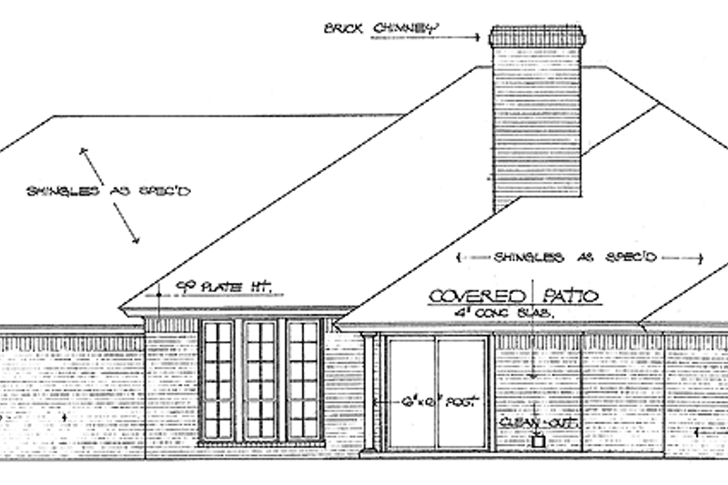 Dream House Plan - Exterior - Rear Elevation for Ranch House Plan #310-1122 - 3 bed, 2 bath