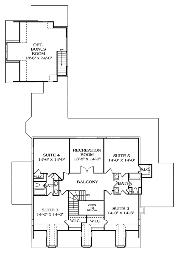 House Blueprint - Classical Floor Plan - Upper Floor Plan #453-427