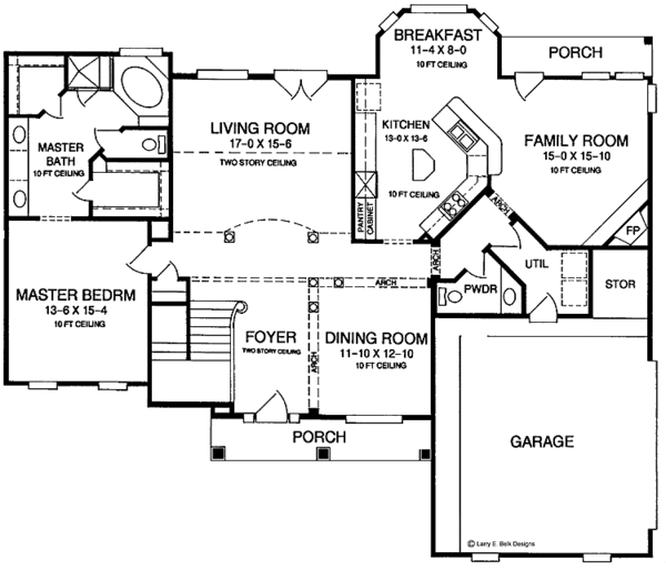 Architectural House Design - Colonial Floor Plan - Main Floor Plan #952-46