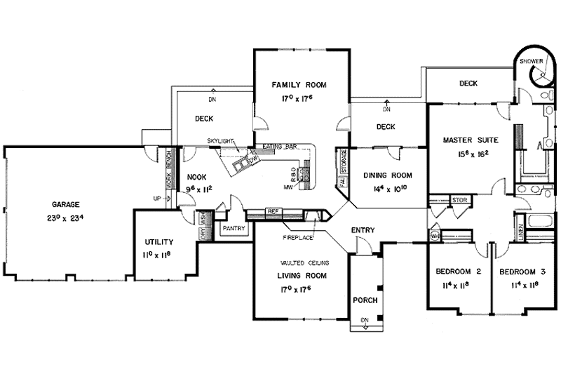 Home Plan - Floor Plan - Main Floor for Tudor House Plan #60-795 - 3 bed, 2 bath