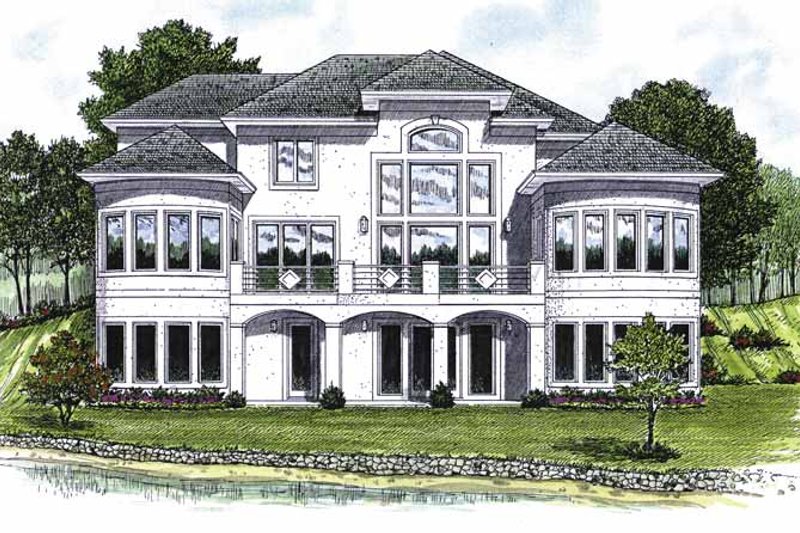 Home Plan - Exterior - Rear Elevation for Mediterranean House Plan #453-488 - 3 bed, 3.5 bath
