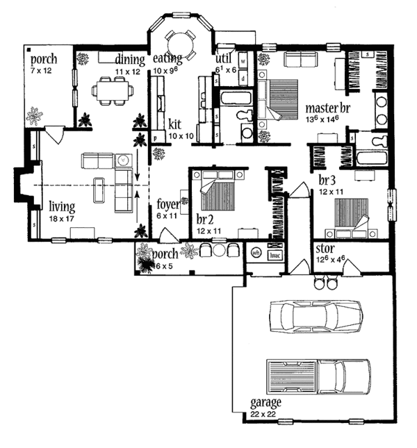Architectural House Design - Tudor Floor Plan - Main Floor Plan #36-534