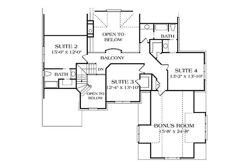Architectural House Design - Floor Plan - Upper Floor for Traditional House Plan #453-308 - 4 bed, 3.5 bath