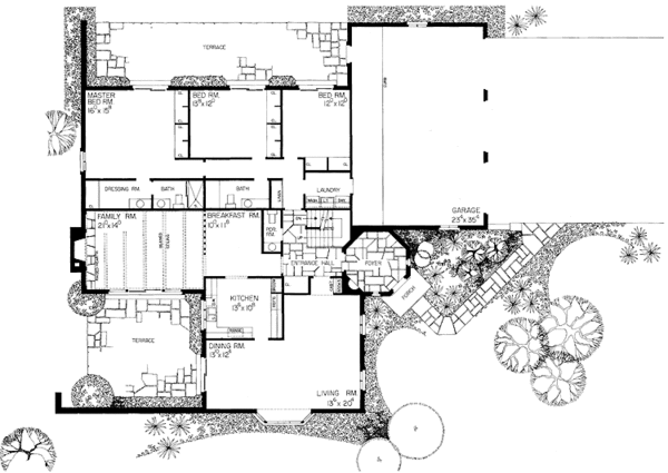 Architectural House Design - Tudor Floor Plan - Main Floor Plan #72-622