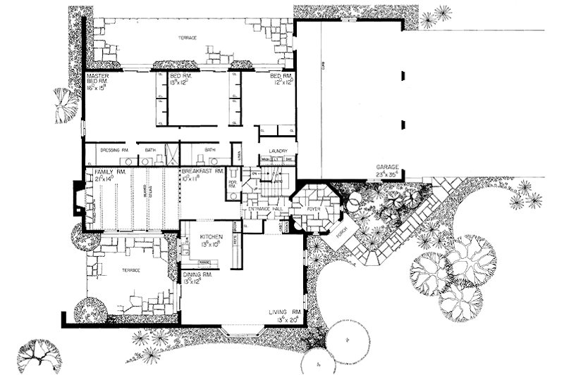 House Blueprint - Floor Plan - Main Floor for Tudor House Plan #72-622 - 5 bed, 3.5 bath