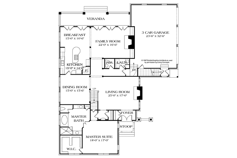 Dream House Plan - Floor Plan - Main Floor for Country House Plan #453-252 - 5 bed, 4.5 bath