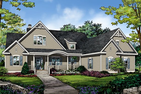Exterior - Front Elevation 4 for Ranch House Plan #929-1004 - 4 bed, 3 bath