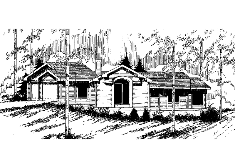 Dream House Plan - Exterior - Front Elevation 3 for Ranch House Plan #60-974 - 2 bed, 2 bath