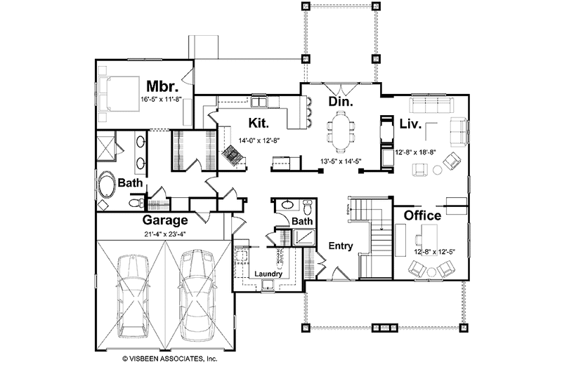 Home Plan - Floor Plan - Main Floor for Craftsman House Plan #928-85 - 2 bed, 4 bath