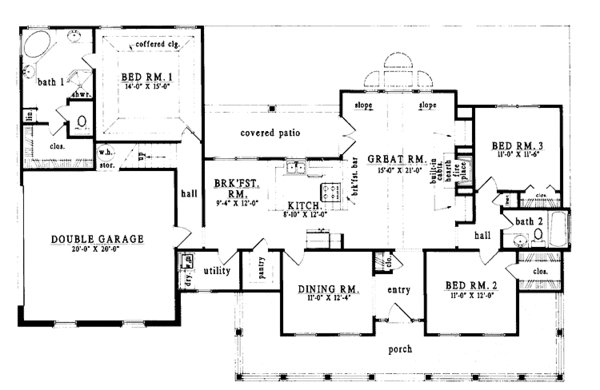 Architectural House Design - Country Floor Plan - Main Floor Plan #42-579