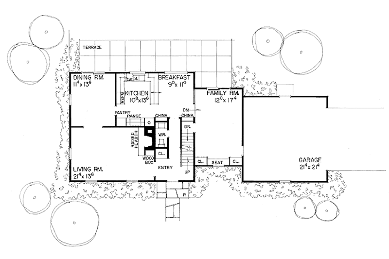 Home Plan - Floor Plan - Main Floor for Colonial House Plan #72-555 - 4 bed, 2.5 bath