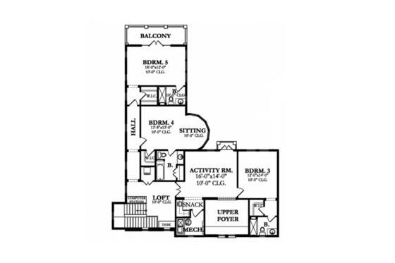 Floor Plan - Upper Floor for Mediterranean House Plan #1058-154 - 5 bed, 5.5 bath