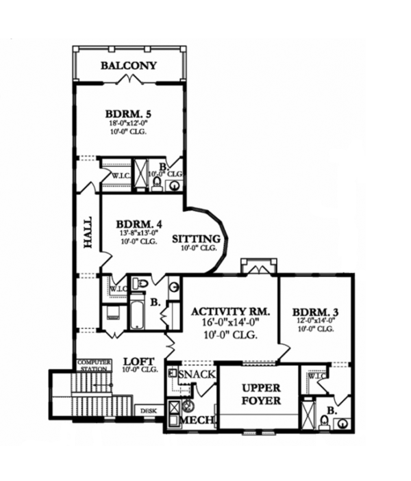 Architectural House Design - Mediterranean Floor Plan - Upper Floor Plan #1058-154