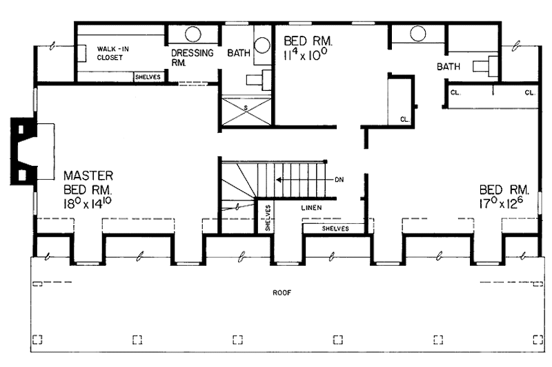 Home Plan - Floor Plan - Upper Floor for Colonial House Plan #72-678 - 3 bed, 2.5 bath