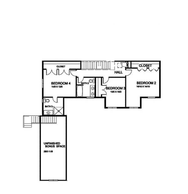 House Design - Traditional Floor Plan - Upper Floor Plan #939-2