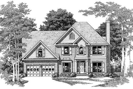Exterior - Front Elevation 3 for Colonial House Plan #927-166 - 4 bed, 2.5 bath