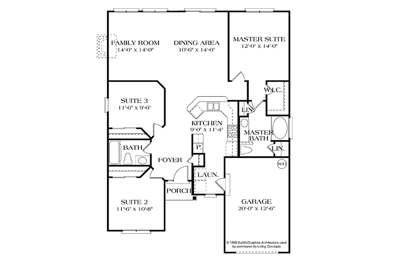 Home Plan - Floor Plan - Main Floor for Ranch House Plan #453-263 - 3 bed, 2 bath