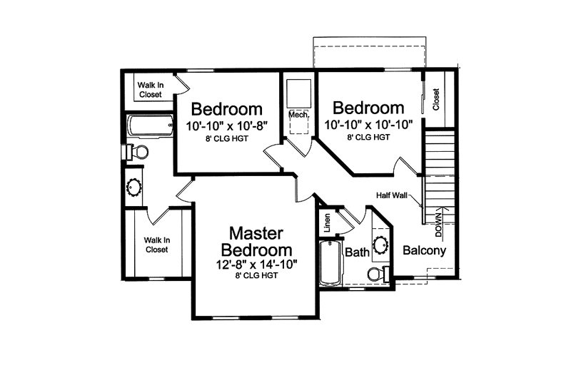 Home Plan - Floor Plan - Upper Floor for Traditional House Plan #46-810 - 3 bed, 2.5 bath