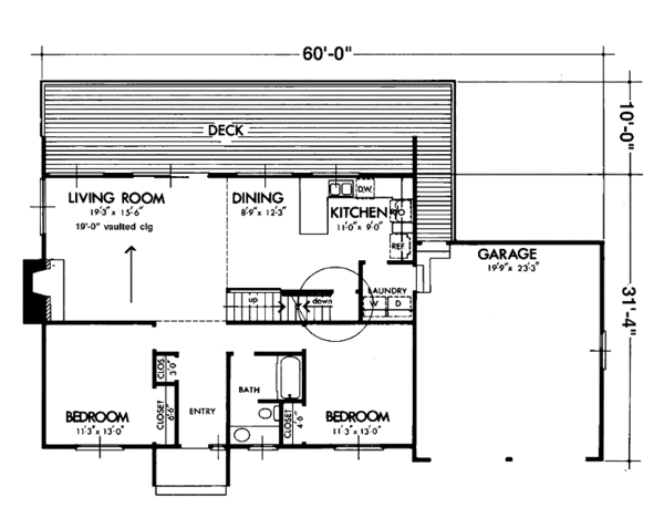 Architectural House Design - Cabin Floor Plan - Main Floor Plan #320-1221