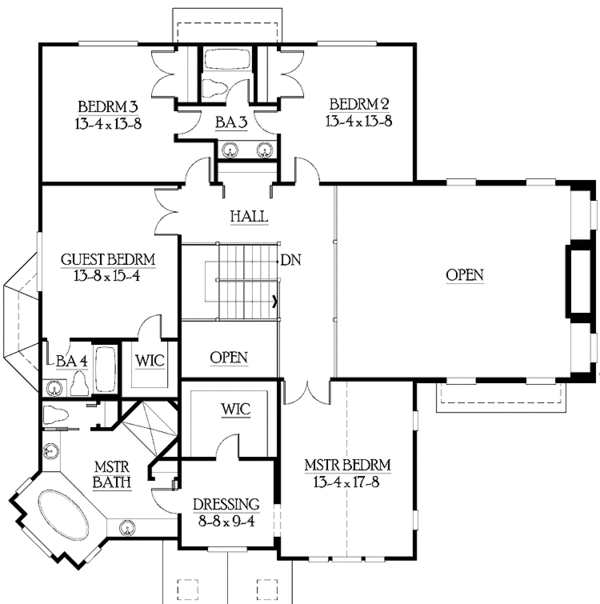 Architectural House Design - Craftsman Floor Plan - Upper Floor Plan #132-452