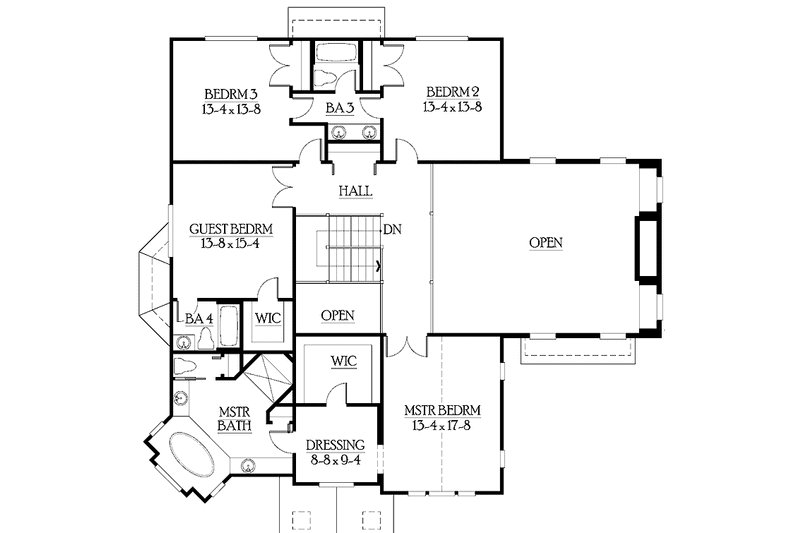 Home Plan - Floor Plan - Upper Floor for Craftsman House Plan #132-452 - 4 bed, 3.5 bath