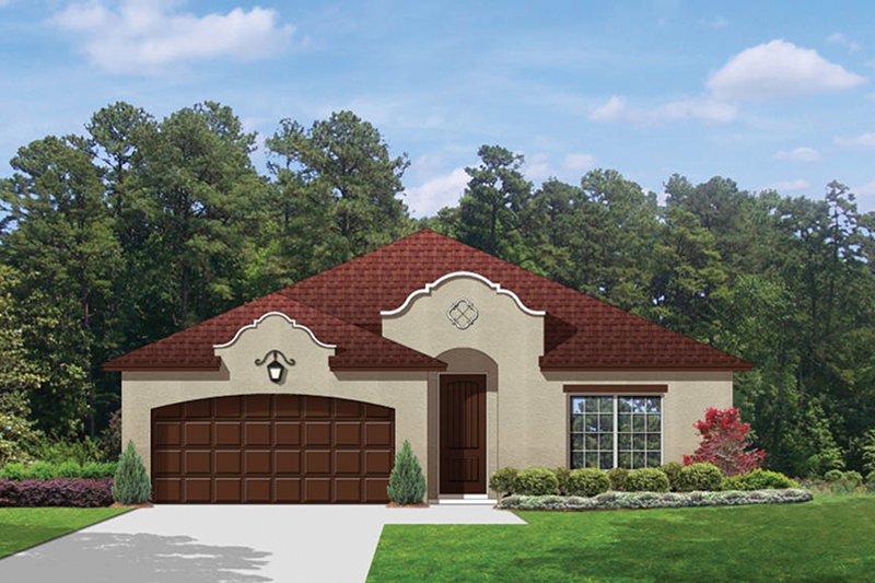 House Blueprint - Exterior - Front Elevation 3 for Mediterranean House Plan #1058-70 - 3 bed, 2 bath