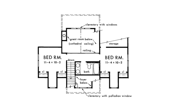 Floor Plan - Upper Floor for Farmhouse House Plan #929-77 - 3 bed, 2.5 bath