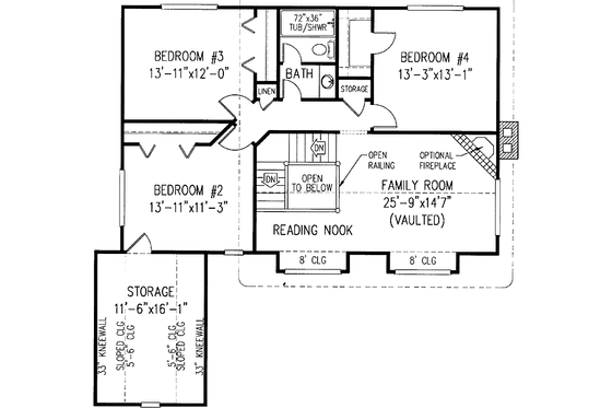Floor Plan - Upper Floor for Victorian House Plan #11-254 - 4 bed, 2.5 bath
