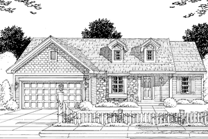 Exterior - Front Elevation 3 for Ranch House Plan #46-768 - 3 bed, 2 bath
