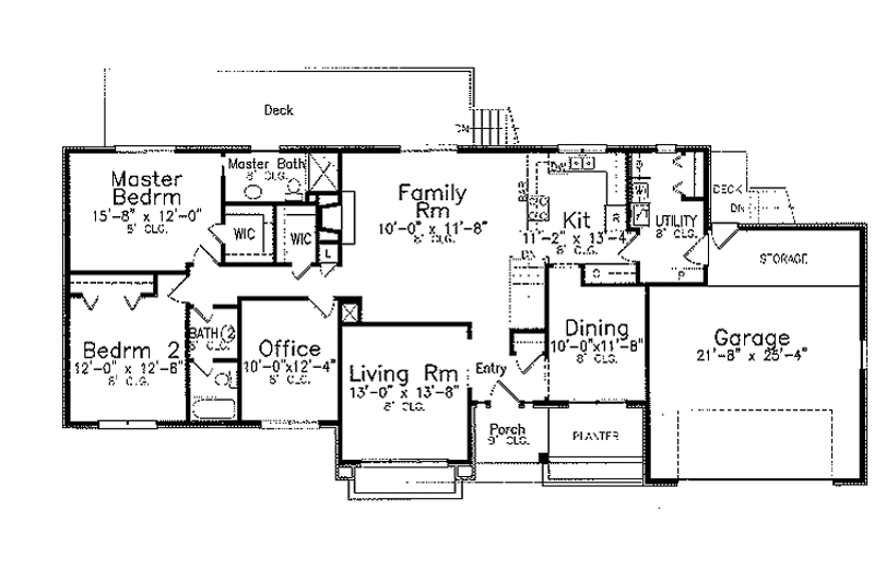 Architectural House Design - Floor Plan - Main Floor for Ranch House Plan #52-258 - 3 bed, 3 bath