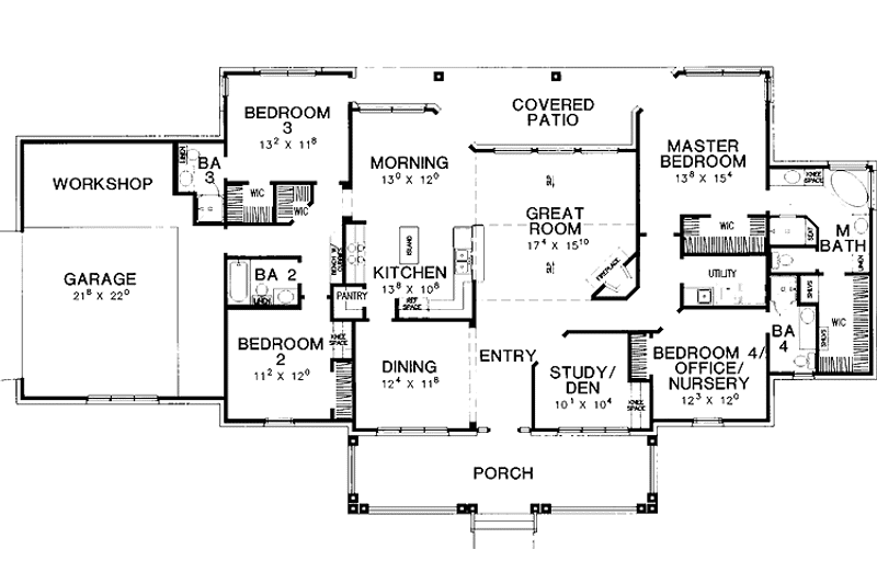 Home Plan - Floor Plan - Main Floor for Country House Plan #472-259 - 4 bed, 4 bath