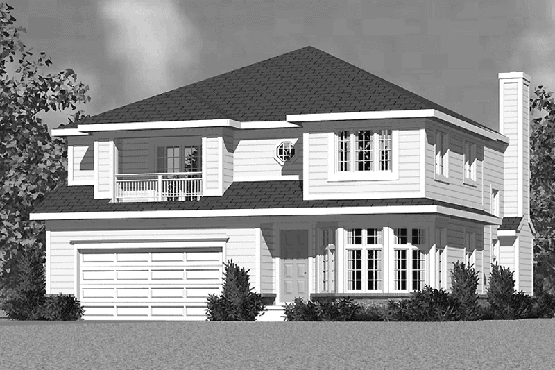 House Blueprint - Exterior - Front Elevation for Country House Plan #72-1128 - 4 bed, 2.5 bath