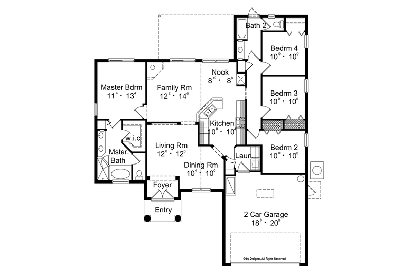 Home Plan - Floor Plan - Main Floor for Traditional House Plan #417-842 - 4 bed, 2 bath