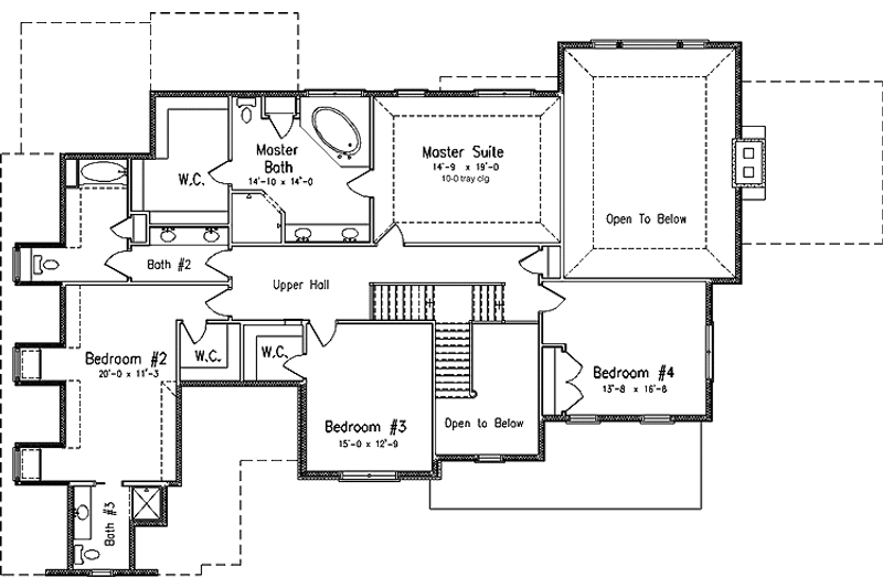 Architectural House Design - Floor Plan - Upper Floor for Country House Plan #994-14 - 4 bed, 3.5 bath
