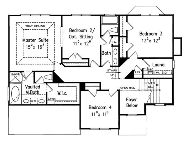 House Design - Colonial Floor Plan - Upper Floor Plan #927-899